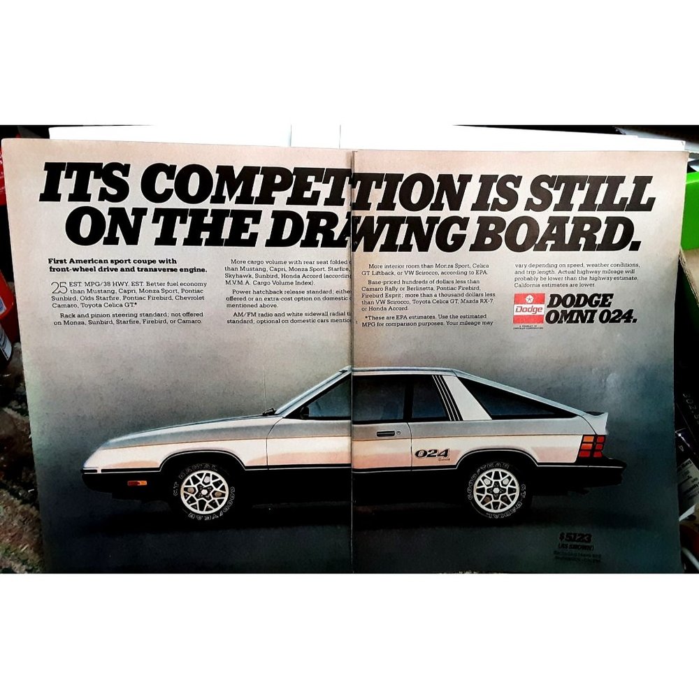 1979 Dodge Omni 024 Car 2 Page Print Ad vintage 70s